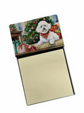 Bichon Frise Cozy Christmas Watercolor Sticky Note Holder Refillable Dispenser Desk Accessory 3x3 Pad Gift