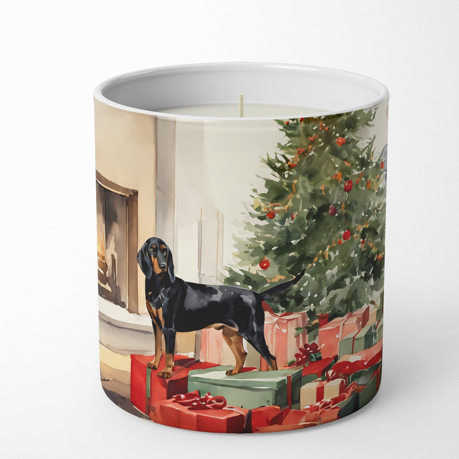 Black and Tan Coonhound Cozy Christmas Decorative Soy Candle Nature Soy Wax Essential Oil Home Decor Ideal for Bedroom Kitchen Bath Office Gift, 10 oz