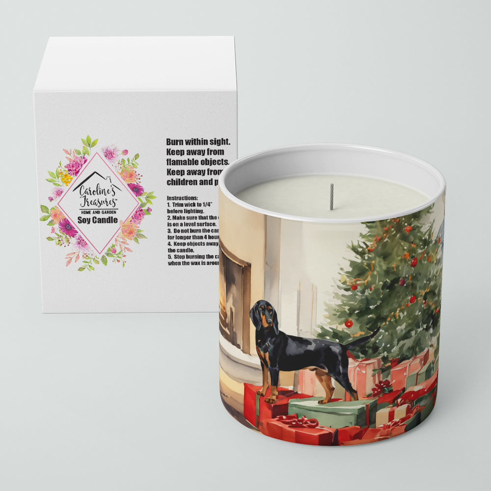 Black and Tan Coonhound Cozy Christmas Decorative Soy Candle Nature Soy Wax Essential Oil Home Decor Ideal for Bedroom Kitchen Bath Office Gift, 10 oz