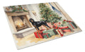 Black and Tan Coonhound Cozy Christmas Cutting Board Tempered Glass Kitchen Cutting Surface, Heat Resistant Chopping, Non-Slip Feet, Food Prep & Serving