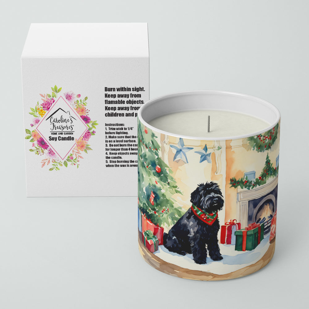 Black Russian Terrier Cozy Christmas Decorative Soy Candle Nature Soy Wax Essential Oil Home Decor Ideal for Bedroom Kitchen Bath Office Gift, 10 oz