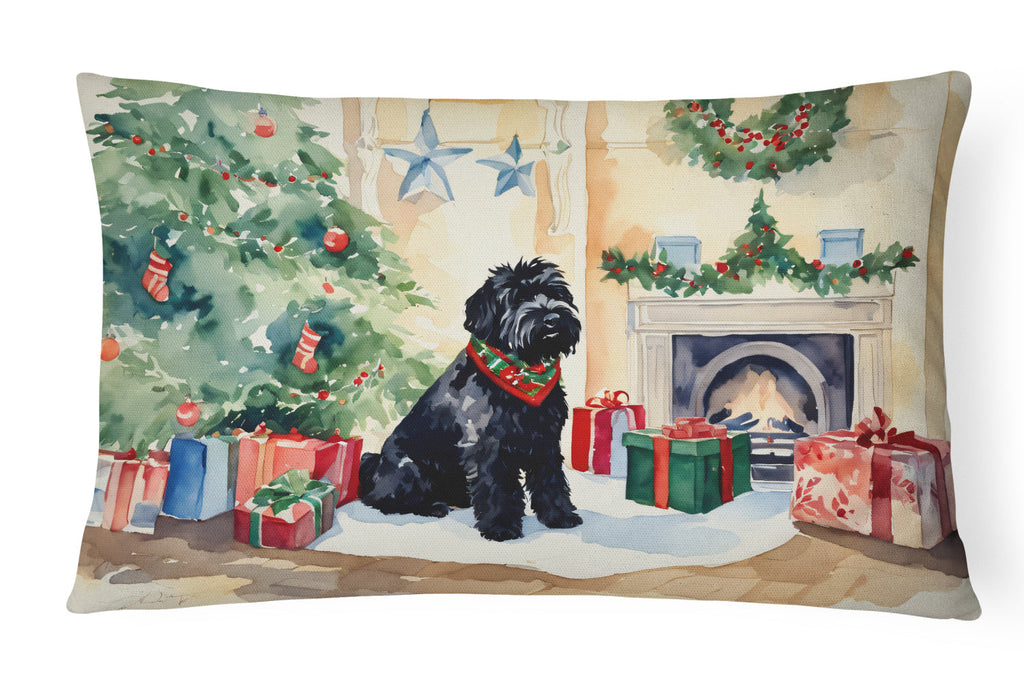 Black Russian Terrier Cozy Christmas Decorative Throw Pillow 12x16 Indoor Outdoor Accent Cushion, Fabric Cover with Insert for Sofa, Bed, Porch & Living Room