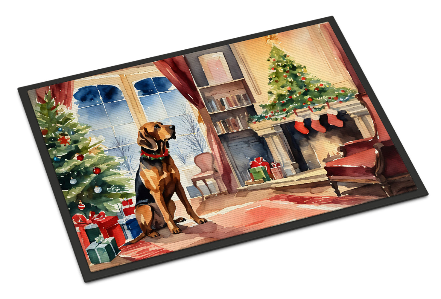 Bloodhound Cozy Christmas Doormat Indoor Outdoor 24H X 36W Front Door Mat Rugs for Entryway, Non Slip Washable Low Pile,