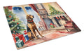 Bloodhound Cozy Christmas Cutting Board Tempered Glass Kitchen Cutting Surface, Heat Resistant Chopping, Non-Slip Feet, Food Prep & Serving