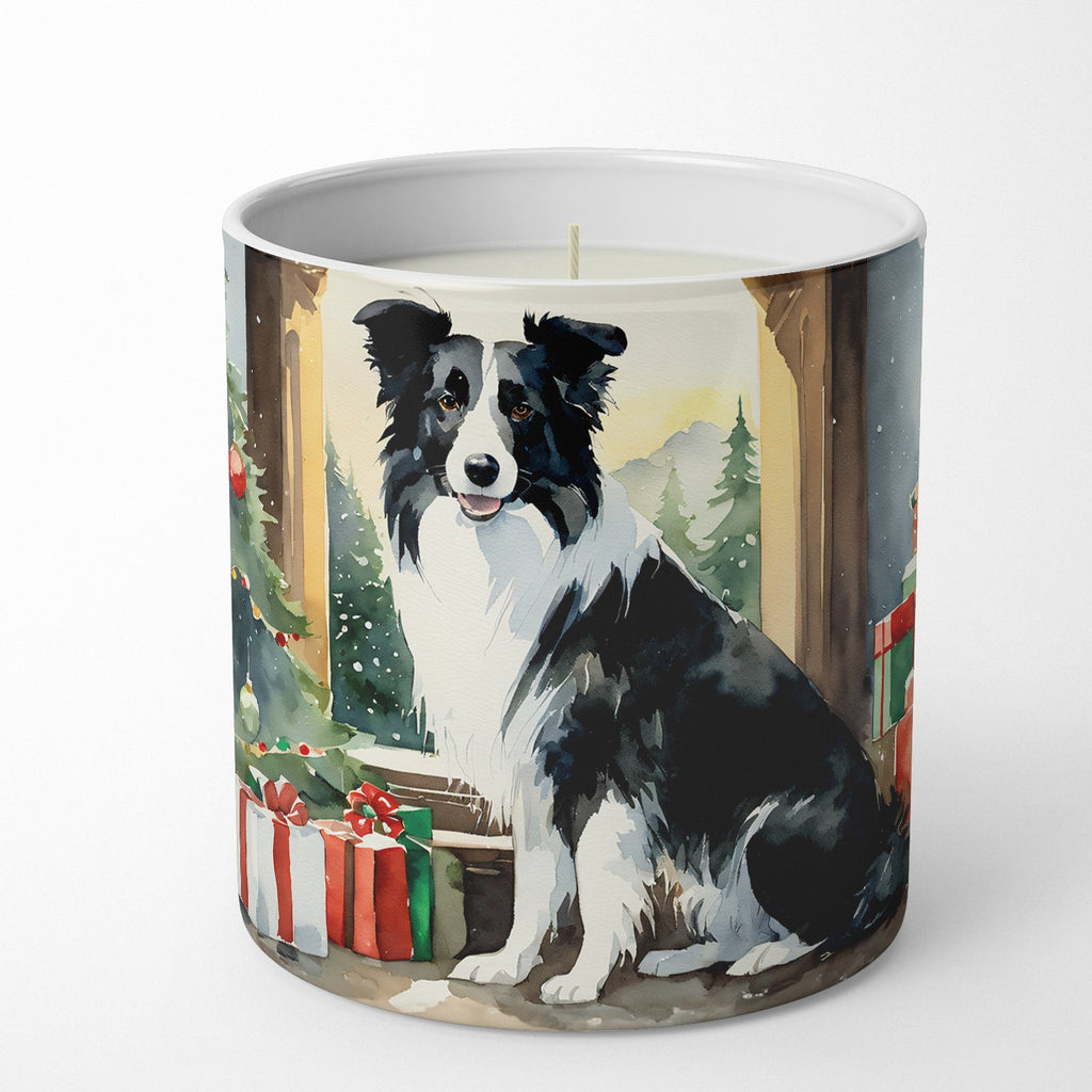 Border Collie Cozy Christmas Decorative Soy Candle Nature Soy Wax Essential Oil Home Decor Ideal for Bedroom Kitchen Bath Office Gift, 10 oz