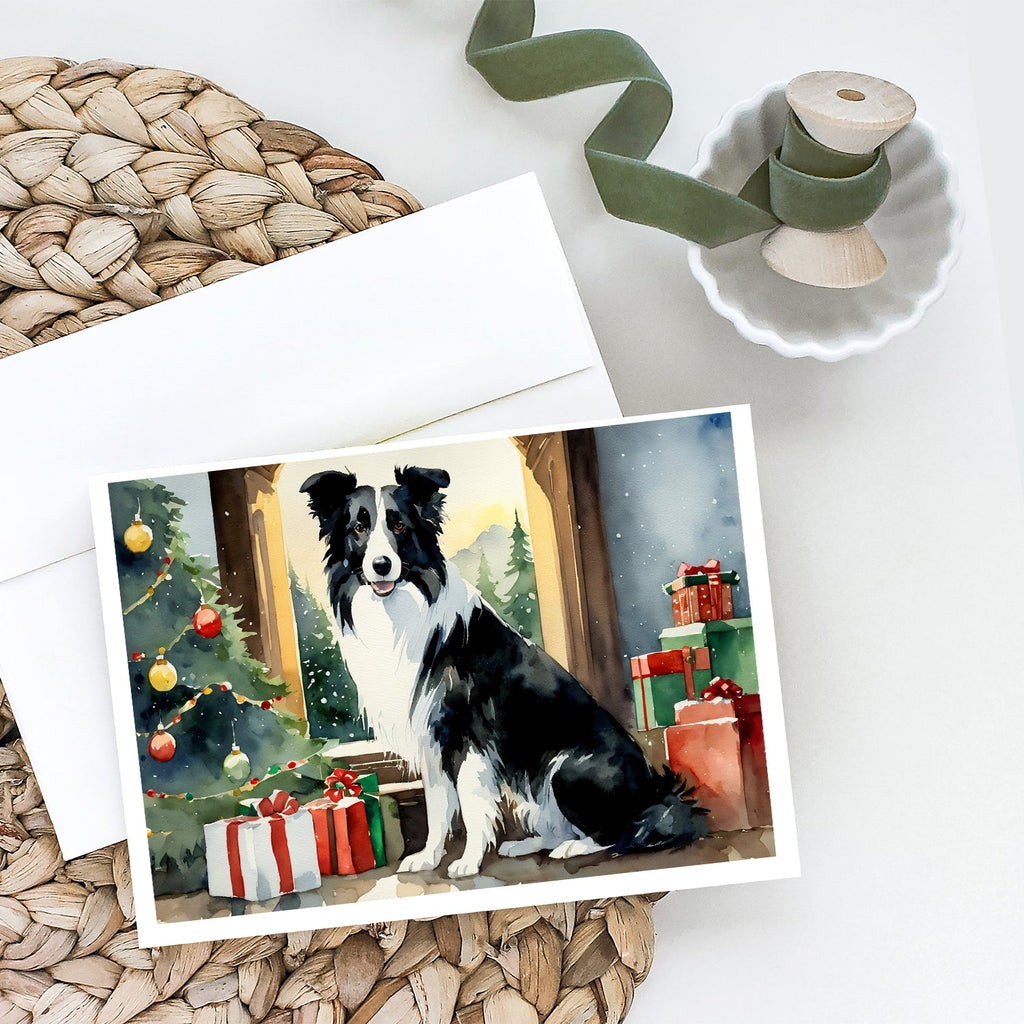 Border Collie Cozy Christmas Greeting Cards Pack of 8 Blank Cards with Envelopes Whimsical A7 Size 5x7
