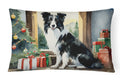 Border Collie Cozy Christmas Decorative Throw Pillow 12x16 Indoor Outdoor Accent Cushion, Fabric Cover with Insert for Sofa, Bed, Porch & Living Room