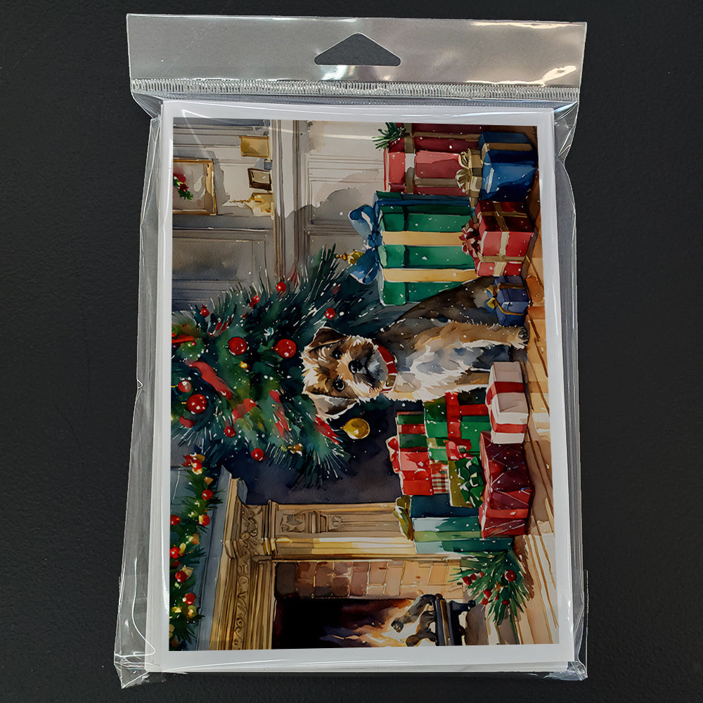 Border Terrier Cozy Christmas Greeting Cards Pack of 8 Blank Cards with Envelopes Whimsical A7 Size 5x7
