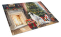 Borzoi Cozy Christmas Cutting Board Tempered Glass Kitchen Cutting Surface, Heat Resistant Chopping, Non-Slip Feet, Food Prep & Serving