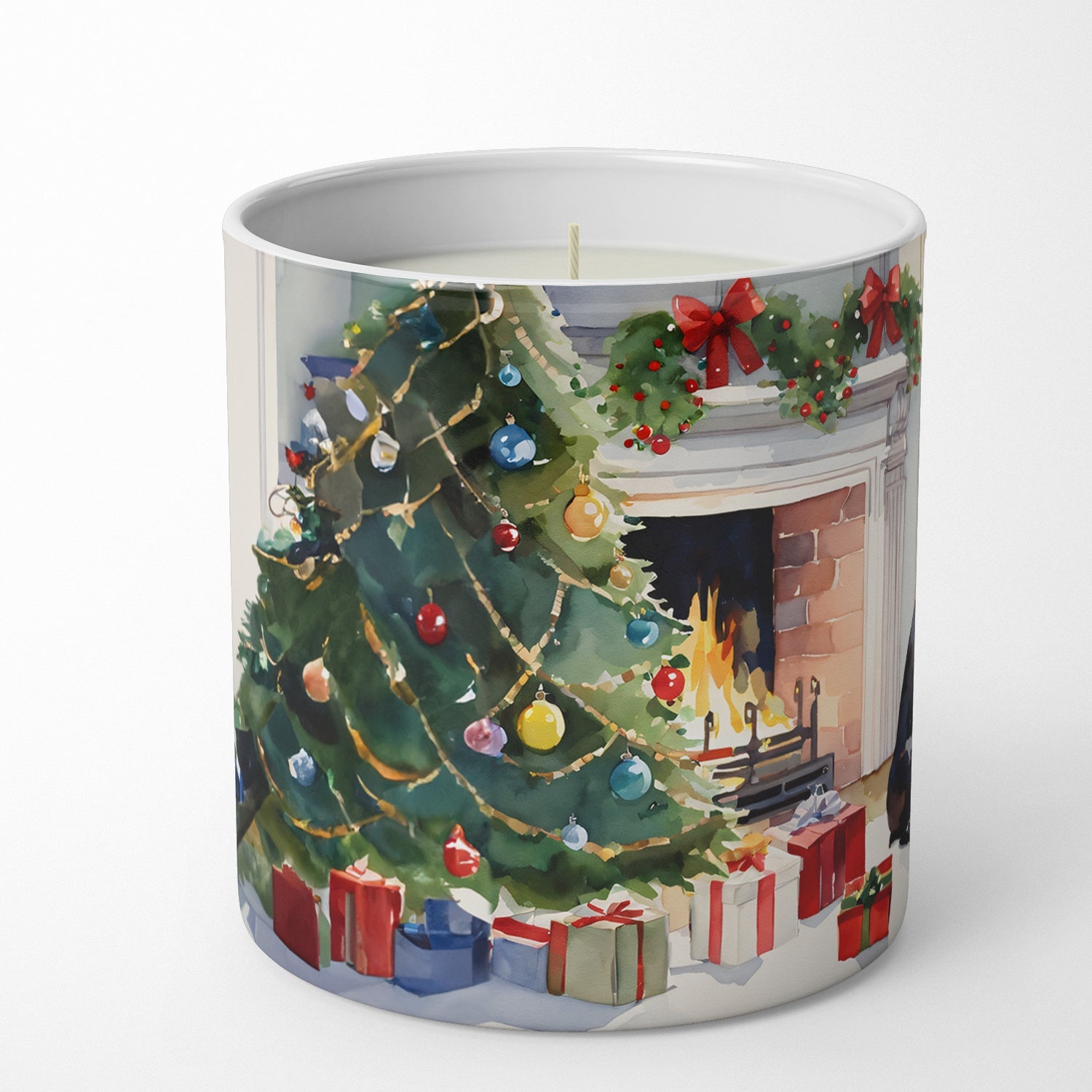Boston Terrier Cozy Christmas Decorative Soy Candle Nature Soy Wax Essential Oil Home Decor Ideal for Bedroom Kitchen Bath Office Gift, 10 oz