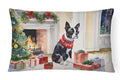 Boston Terrier Cozy Christmas Decorative Throw Pillow 12x16 Indoor Outdoor Accent Cushion, Fabric Cover with Insert for Sofa, Bed, Porch & Living Room