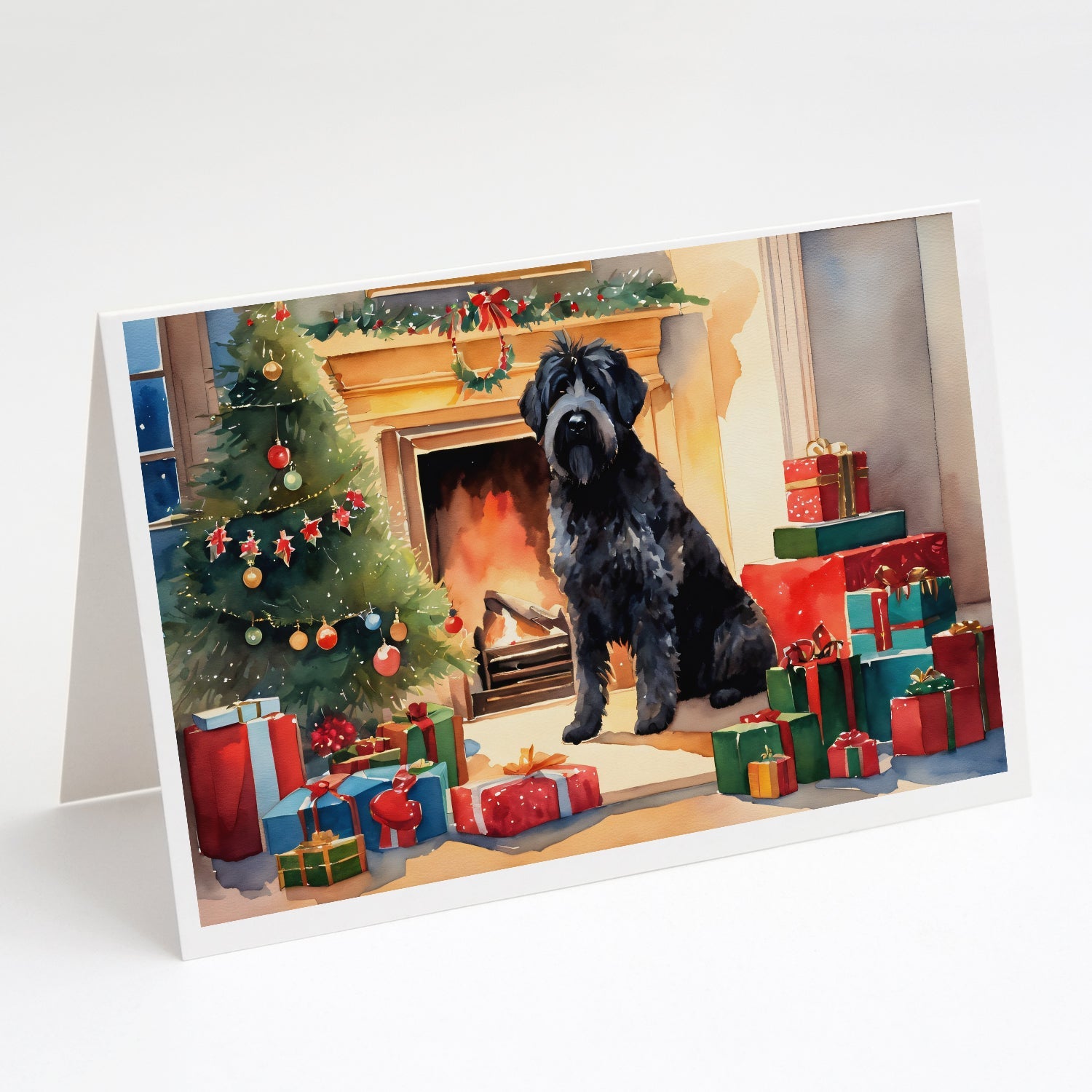 Bouvier des Flandres Cozy Christmas Greeting Cards Pack of 8 Blank Cards with Envelopes Whimsical A7 Size 5x7