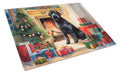 Bouvier des Flandres Cozy Christmas Cutting Board Tempered Glass Kitchen Cutting Surface, Heat Resistant Chopping, Non-Slip Feet, Food Prep & Serving