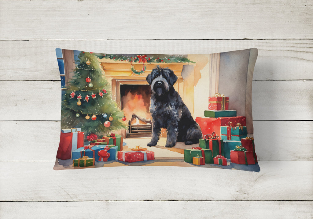 Bouvier des Flandres Cozy Christmas Decorative Throw Pillow 12x16 Indoor Outdoor Accent Cushion, Fabric Cover with Insert for Sofa, Bed, Porch & Living Room