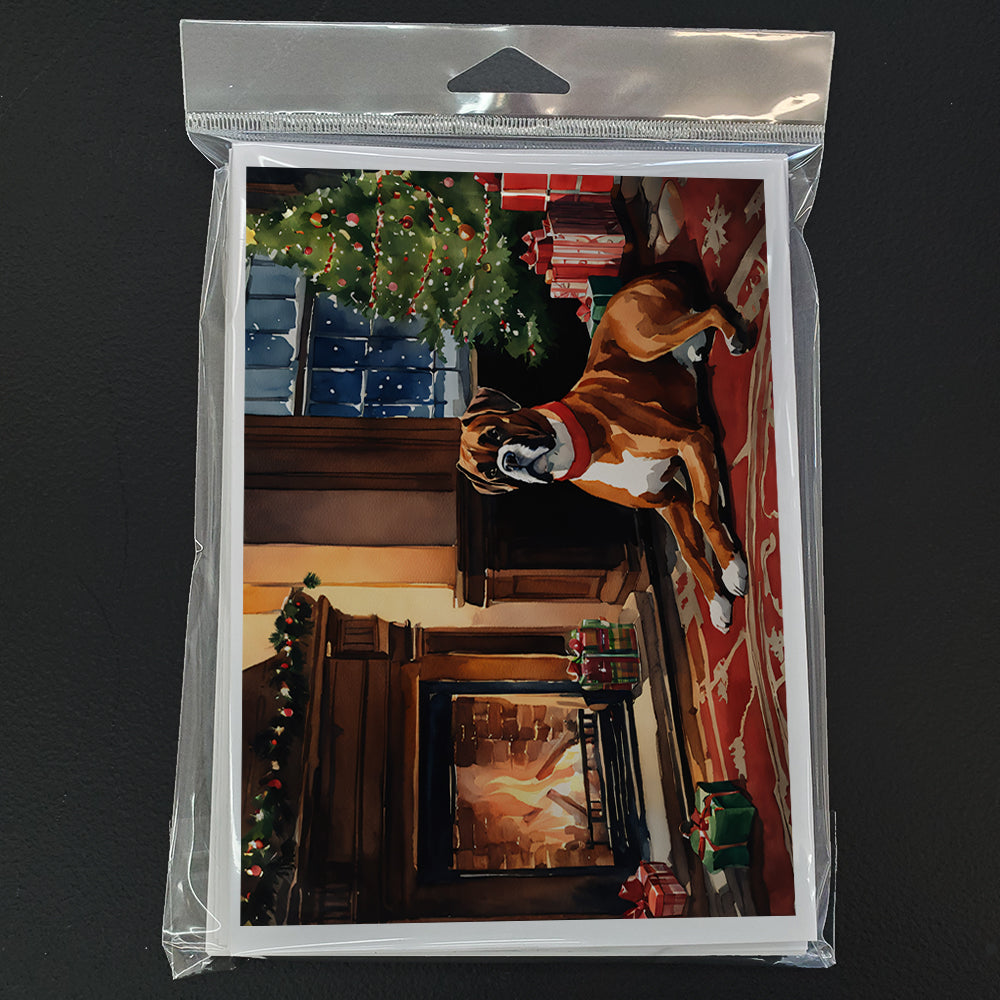 Boxer Cozy Christmas Greeting Cards Pack of 8 Blank Cards with Envelopes Whimsical A7 Size 5x7