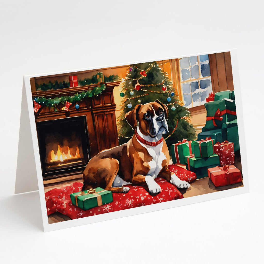 Boxer Cozy Christmas Greeting Cards Pack of 8 Blank Cards with Envelopes Whimsical A7 Size 5x7