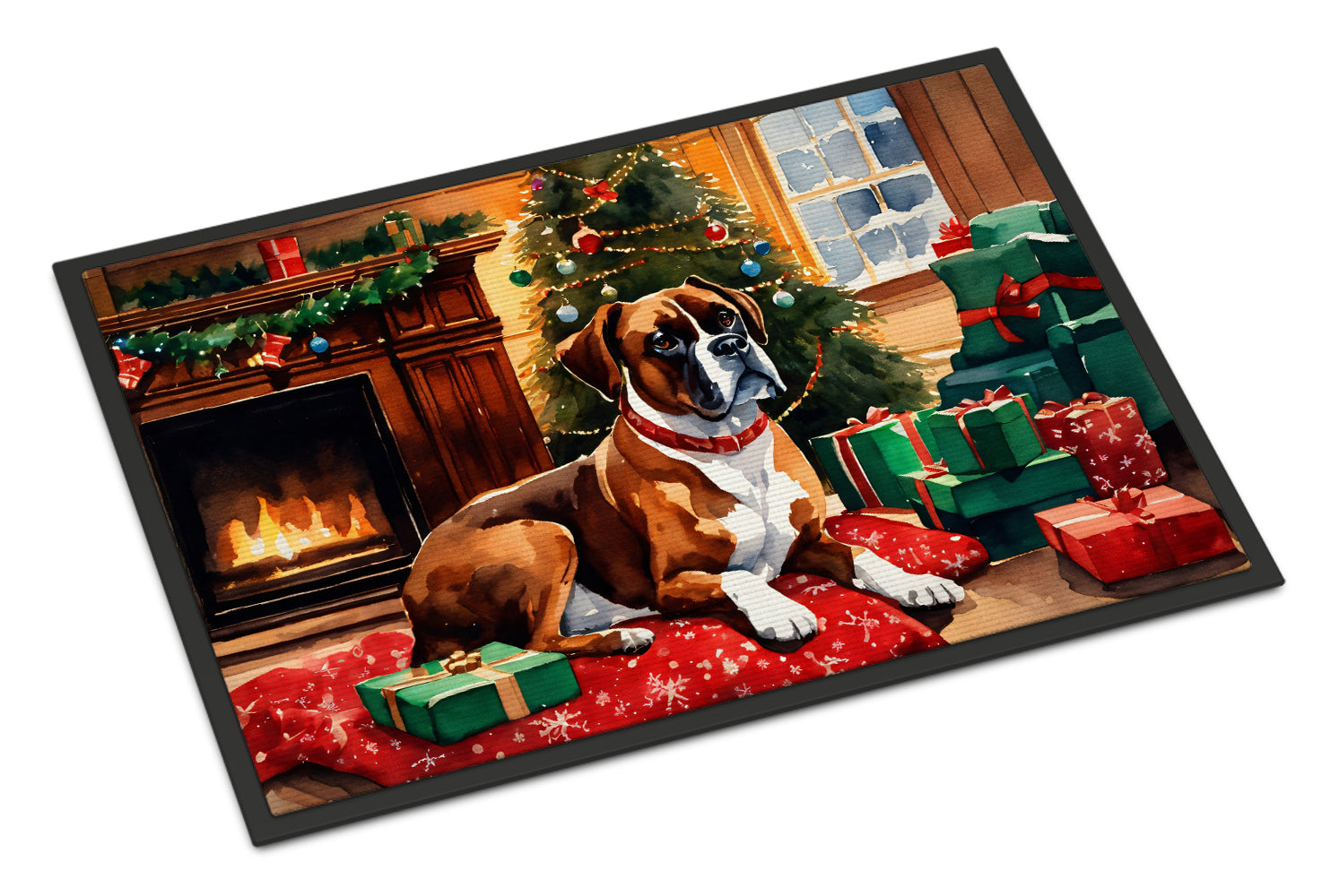 Boxer Cozy Christmas Doormat Indoor Outdoor 24H X 36W Front Door Mat Rugs for Entryway, Non Slip Washable Low Pile,