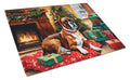 Boxer Cozy Christmas Cutting Board Tempered Glass Kitchen Cutting Surface, Heat Resistant Chopping, Non-Slip Feet, Food Prep & Serving