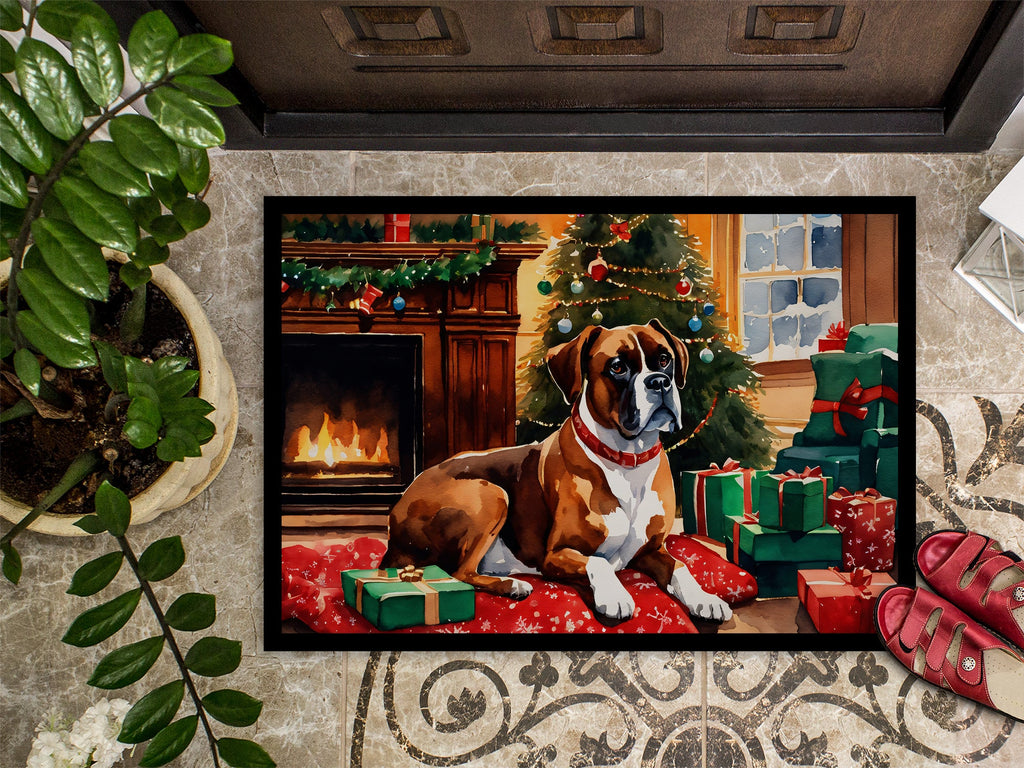 Boxer Cozy Christmas Doormat Indoor Outdoor 18H X 27W Front Door Mat Rugs for Entryway, Non Slip Washable