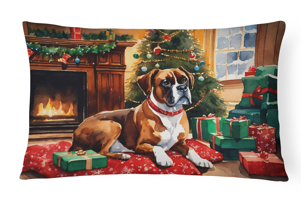 Boxer Cozy Christmas Decorative Throw Pillow 12x16 Indoor Outdoor Accent Cushion, Fabric Cover with Insert for Sofa, Bed, Porch & Living Room