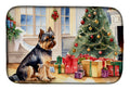 Brussels Griffon Cozy Christmas Dish Drying Mat Absorbent Dish Drying Mat Pad for Kitchen Counter Dish Drainer Mat for Countertop, 14 x 21", Multicolor