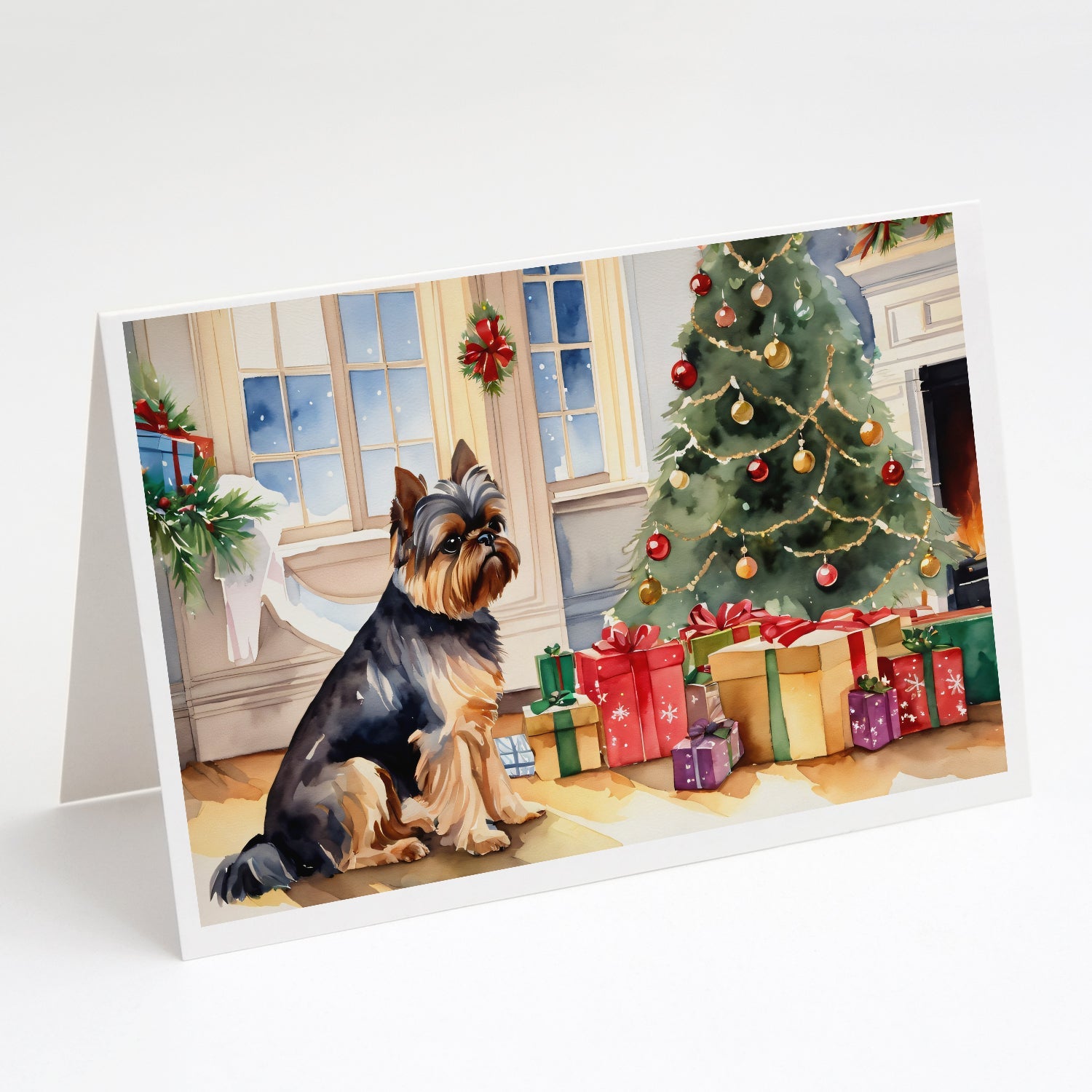 Brussels Griffon Cozy Christmas Greeting Cards Pack of 8 Blank Cards with Envelopes Whimsical A7 Size 5x7