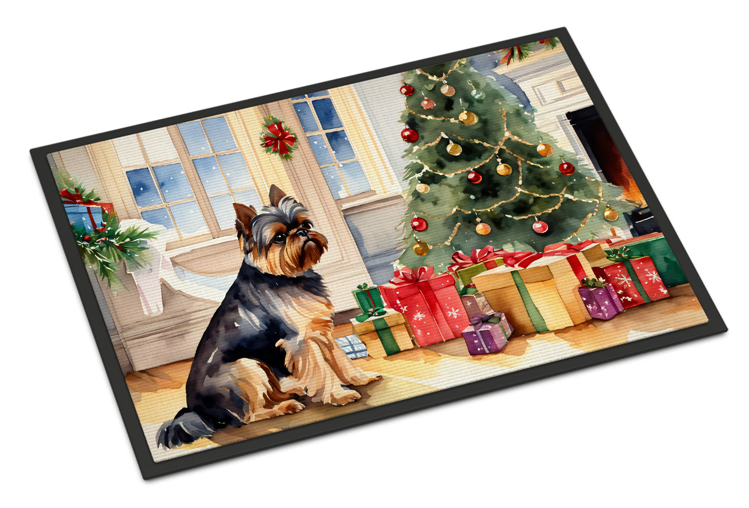 Brussels Griffon Cozy Christmas Doormat Indoor Outdoor 18H X 27W Front Door Mat Rugs for Entryway, Non Slip Washable