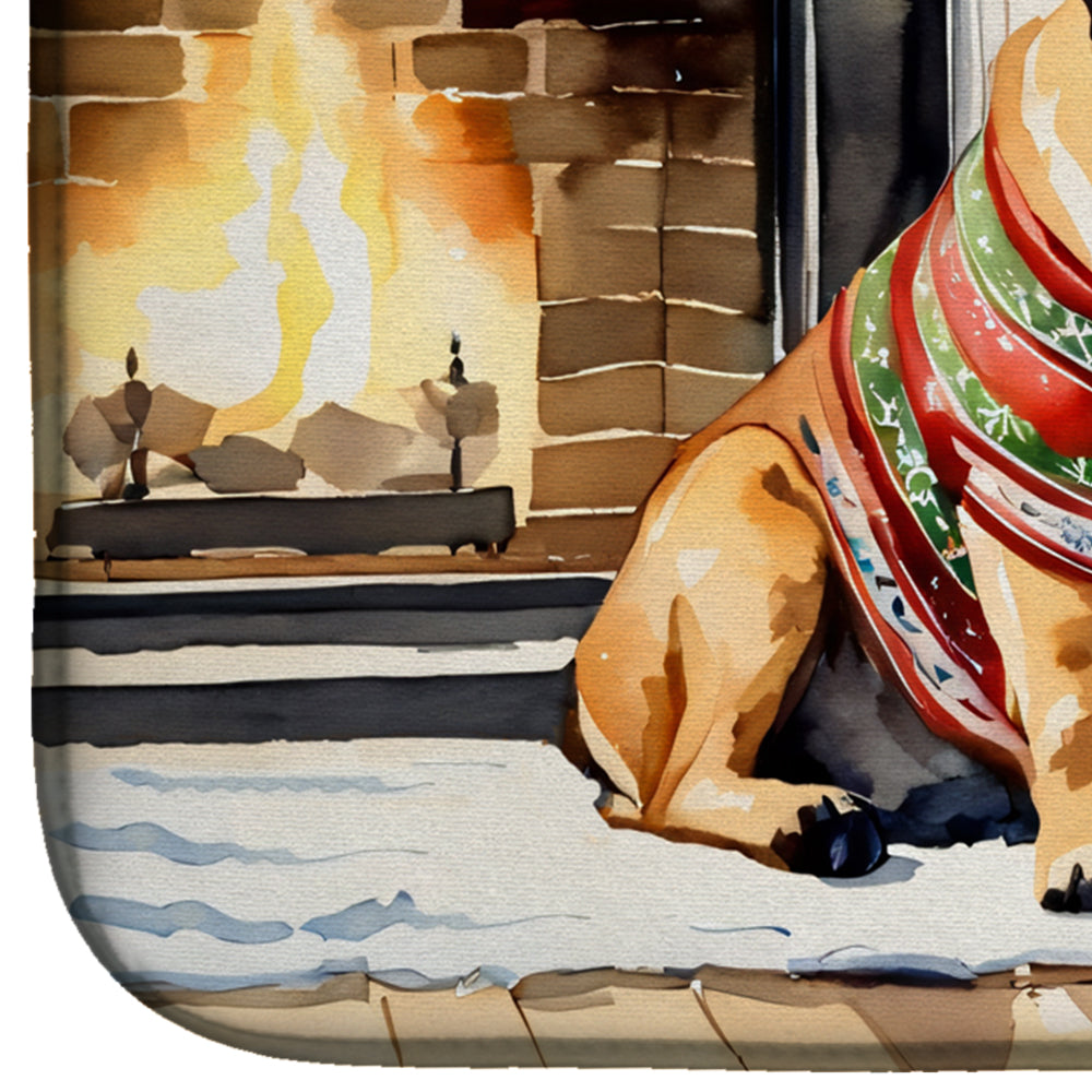 Bullmastiff Cozy Christmas Dish Drying Mat Absorbent Dish Drying Mat Pad for Kitchen Counter Dish Drainer Mat for Countertop, 14 x 21", Multicolor