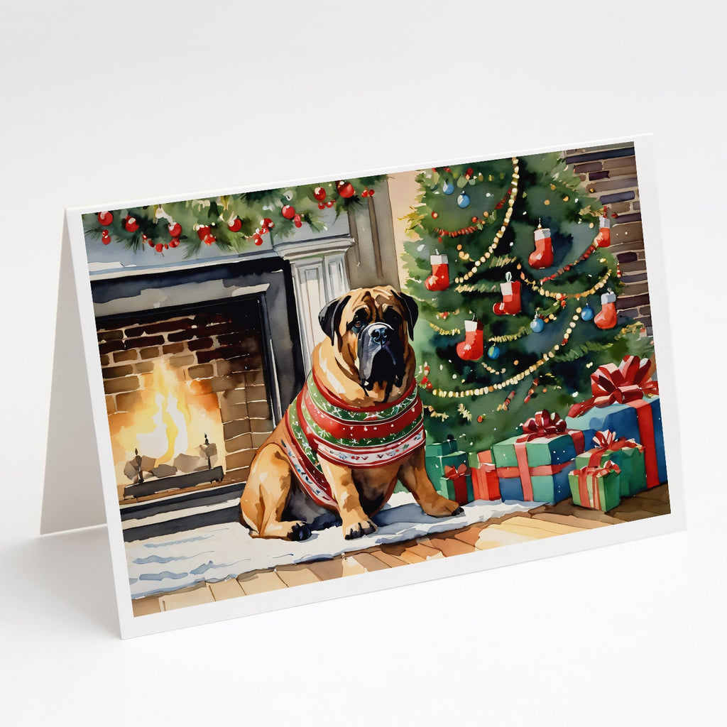 Bullmastiff Cozy Christmas Greeting Cards Pack of 8 Blank Cards with Envelopes Whimsical A7 Size 5x7