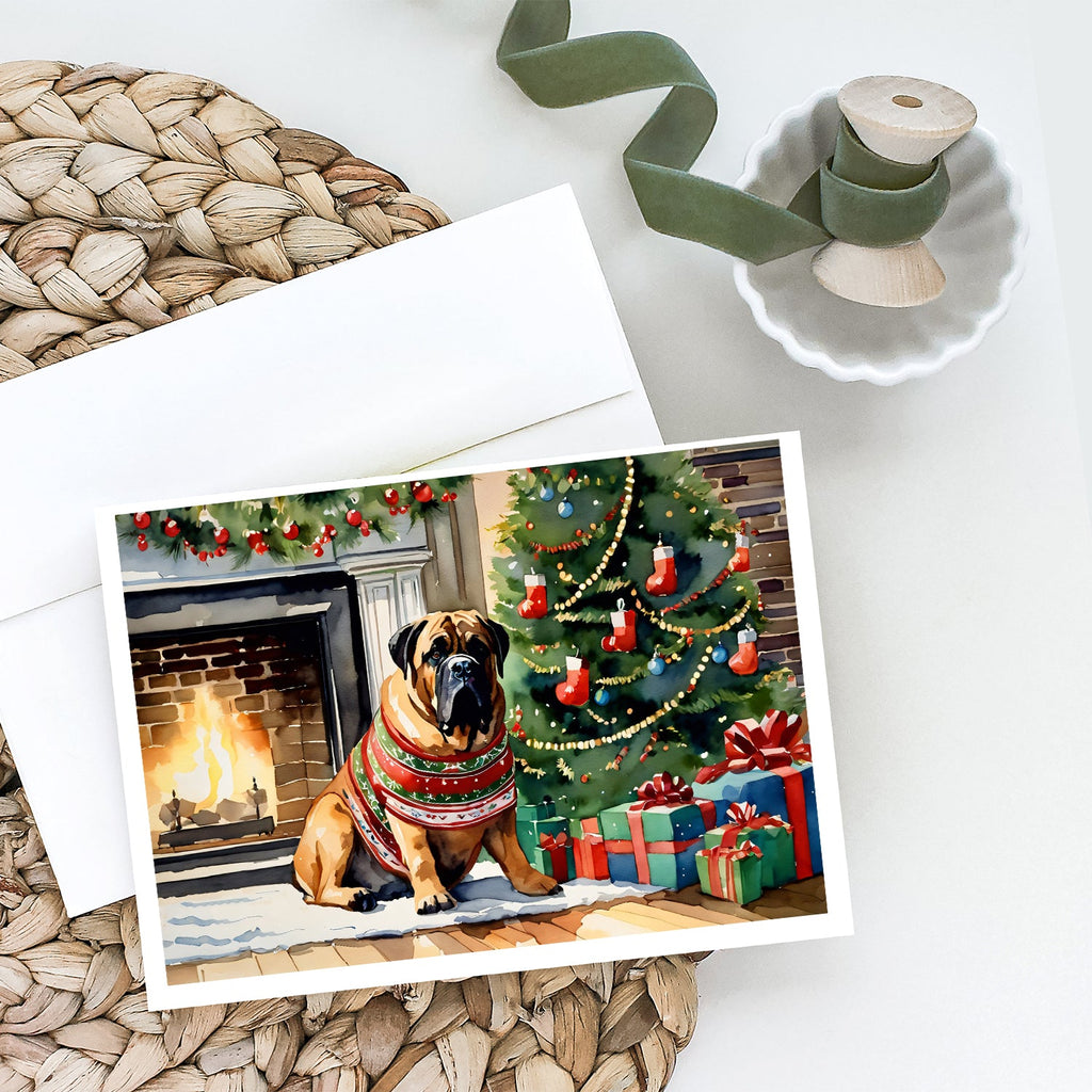 Bullmastiff Cozy Christmas Greeting Cards Pack of 8 Blank Cards with Envelopes Whimsical A7 Size 5x7