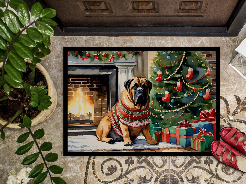 Bullmastiff Cozy Christmas Doormat Indoor Outdoor 18H X 27W Front Door Mat Rugs for Entryway, Non Slip Washable