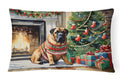 Bullmastiff Cozy Christmas Decorative Throw Pillow 12x16 Indoor Outdoor Accent Cushion, Fabric Cover with Insert for Sofa, Bed, Porch & Living Room