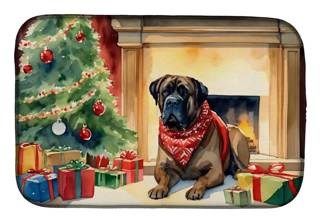 Bullmastiff Cozy Christmas Dish Drying Mat Absorbent Dish Drying Mat Pad for Kitchen Counter Dish Drainer Mat for Countertop, 14 x 21", Multicolor