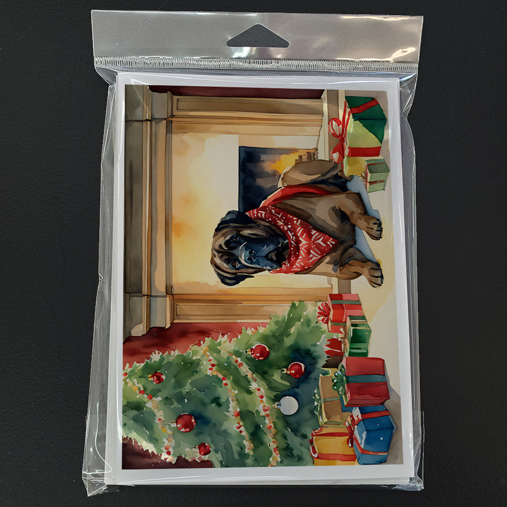 Bullmastiff Cozy Christmas Greeting Cards Pack of 8 Blank Cards with Envelopes Whimsical A7 Size 5x7