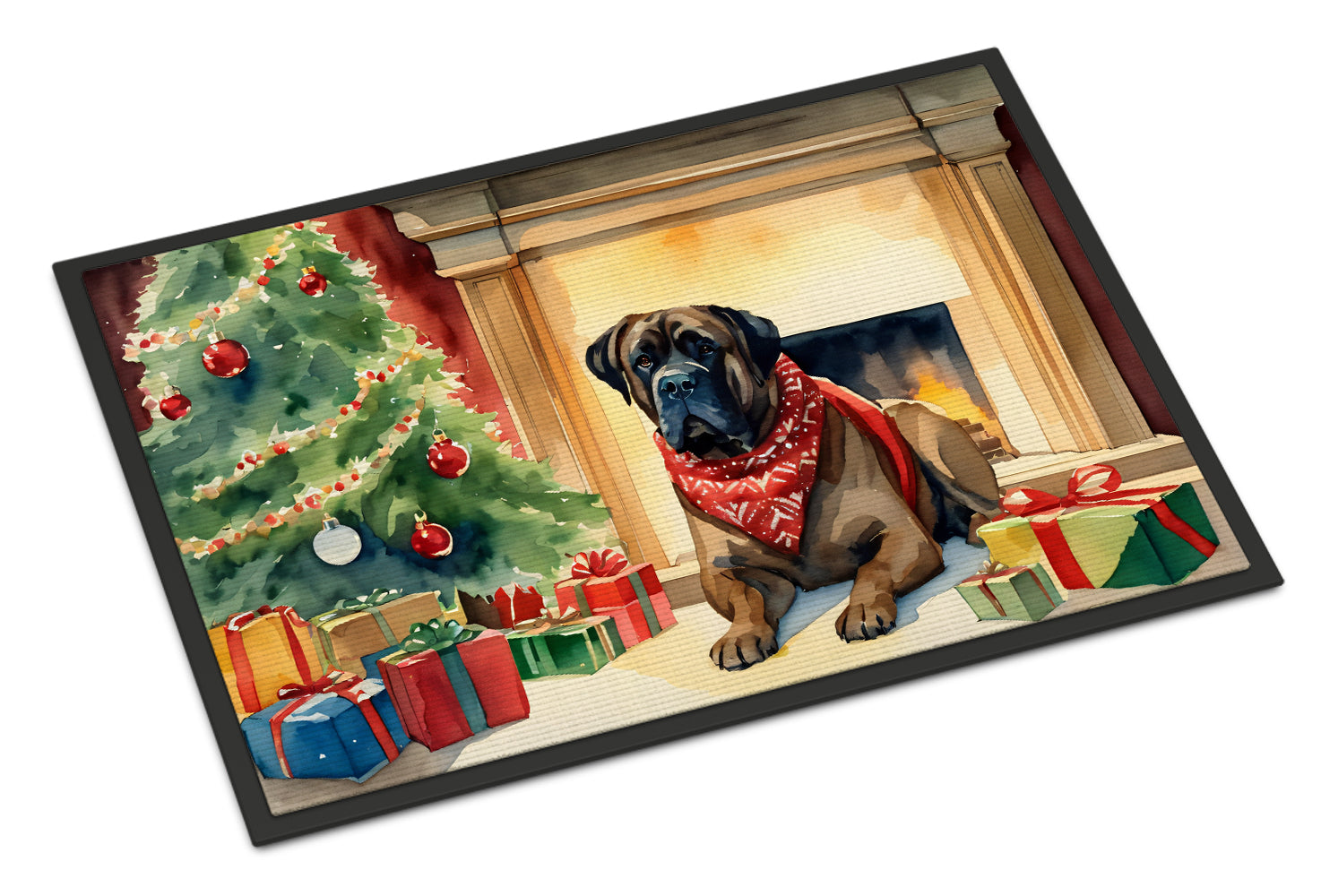 Bullmastiff Cozy Christmas Doormat Indoor Outdoor 18H X 27W Front Door Mat Rugs for Entryway, Non Slip Washable