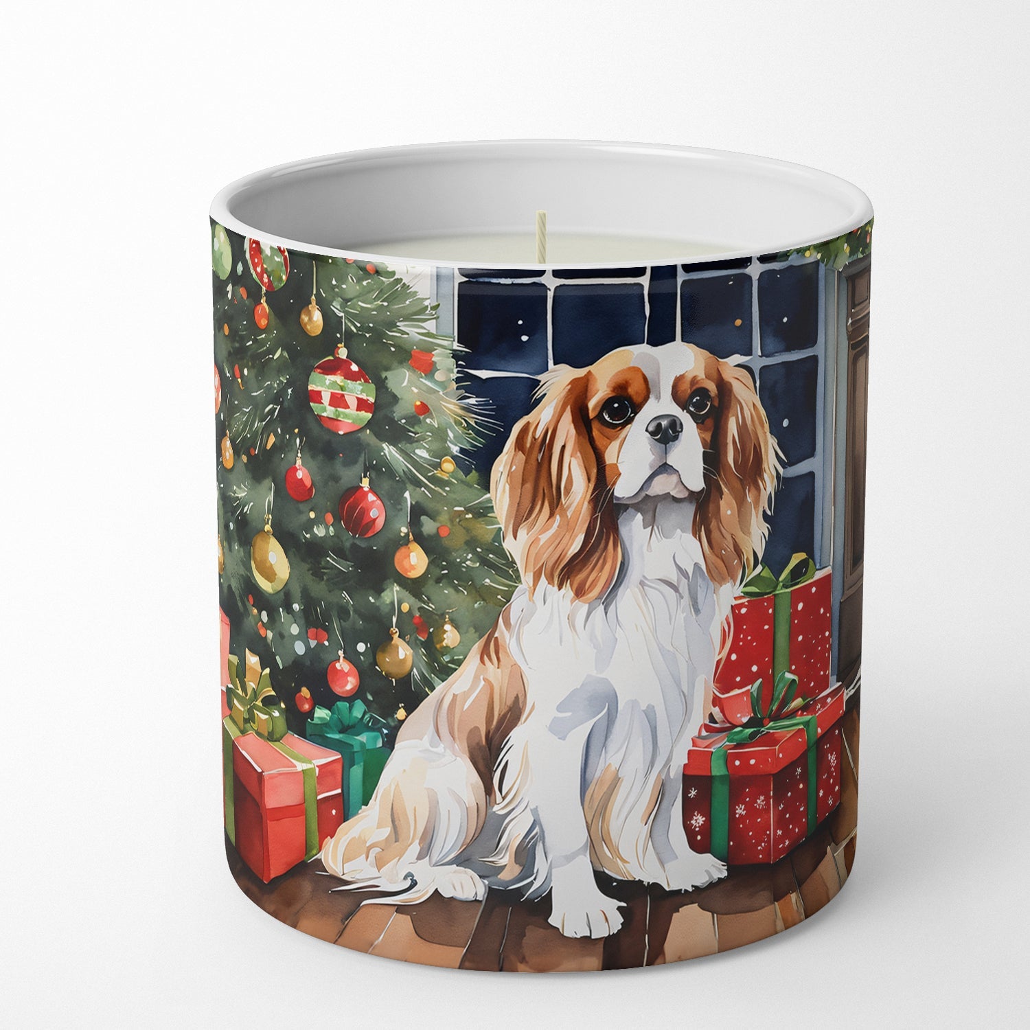 Cavalier Spaniel Cozy Christmas Decorative Soy Candle Nature Soy Wax Essential Oil Home Decor Ideal for Bedroom Kitchen Bath Office Gift, 10 oz