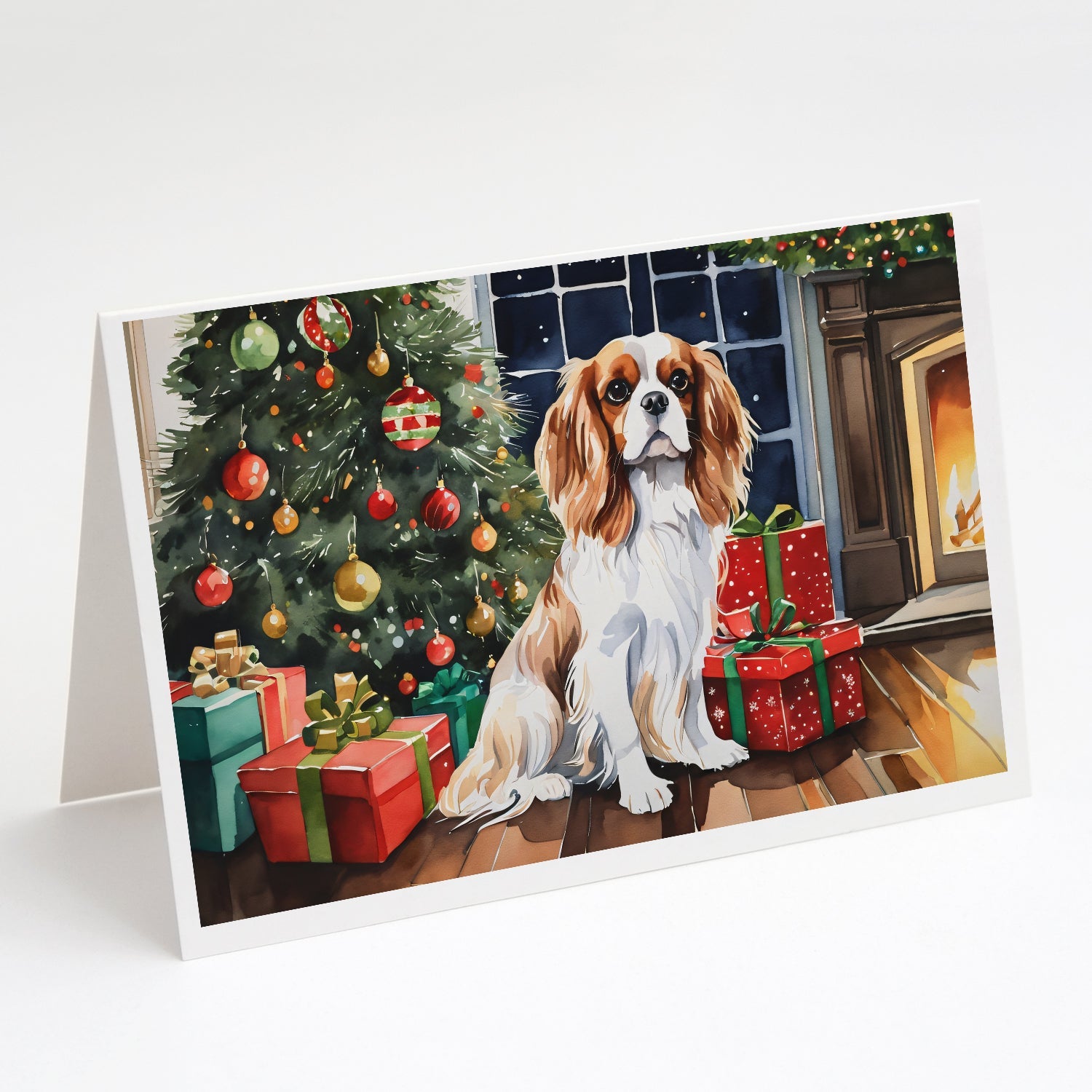 Cavalier Spaniel Cozy Christmas Greeting Cards Pack of 8 Blank Cards with Envelopes Whimsical A7 Size 5x7