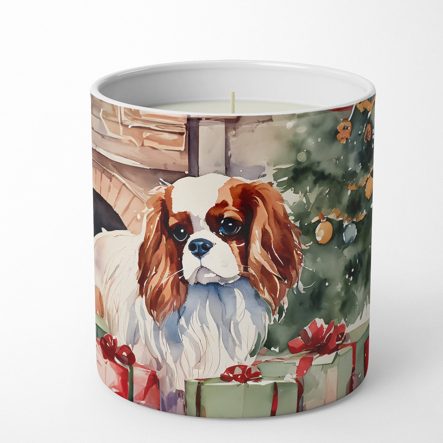 Cavalier Spaniel Cozy Christmas Decorative Soy Candle Nature Soy Wax Essential Oil Home Decor Ideal for Bedroom Kitchen Bath Office Gift, 10 oz