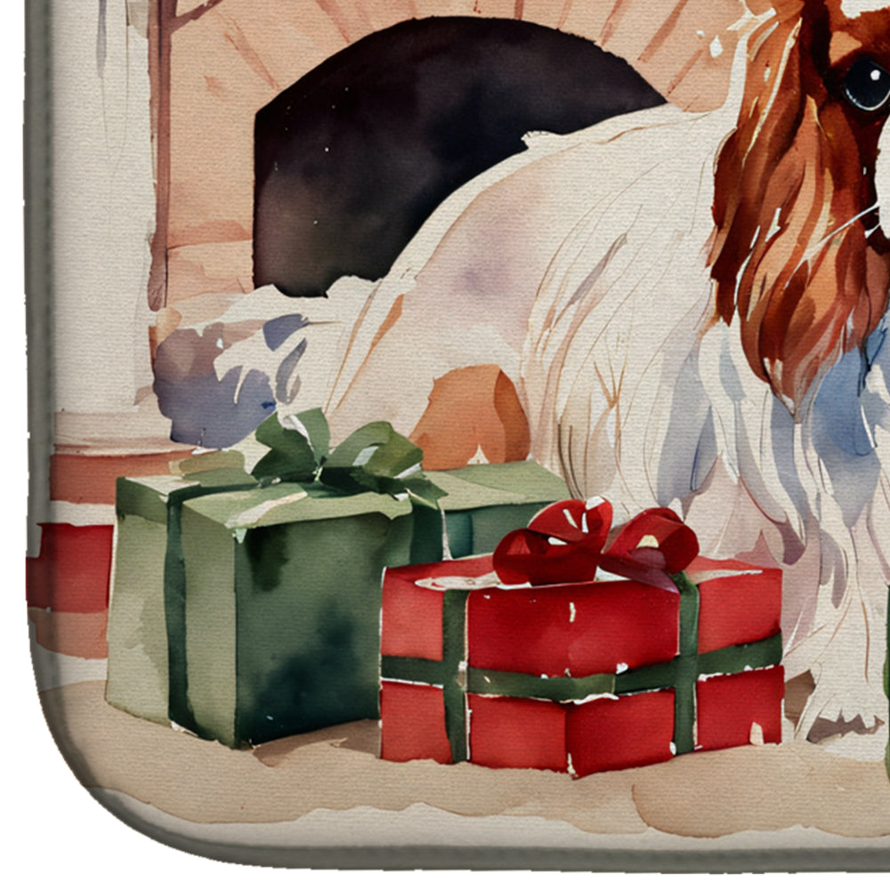 Cavalier Spaniel Cozy Christmas Dish Drying Mat Absorbent Dish Drying Mat Pad for Kitchen Counter Dish Drainer Mat for Countertop, 14 x 21", Multicolor