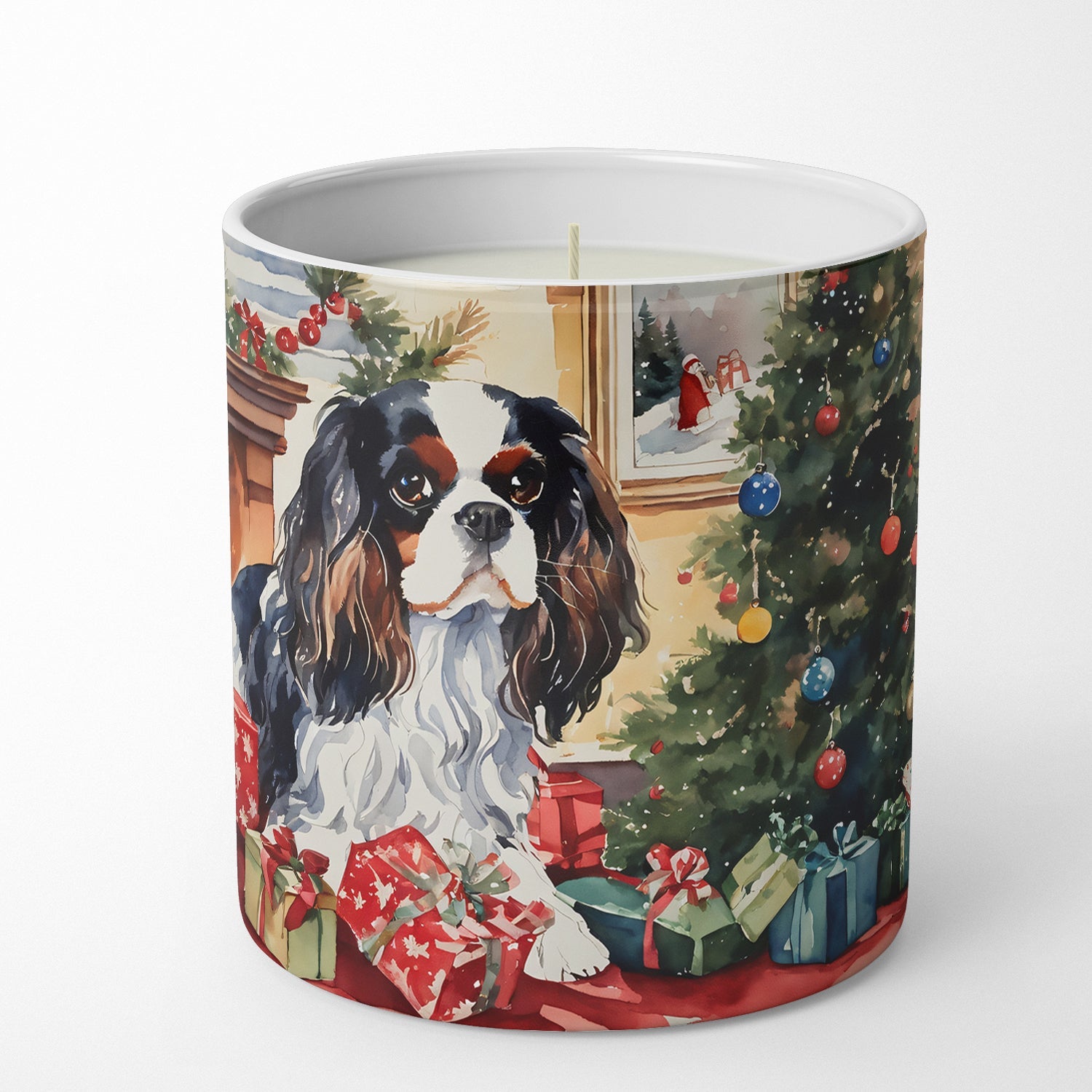 Cavalier Spaniel Cozy Christmas Decorative Soy Candle Nature Soy Wax Essential Oil Home Decor Ideal for Bedroom Kitchen Bath Office Gift, 10 oz