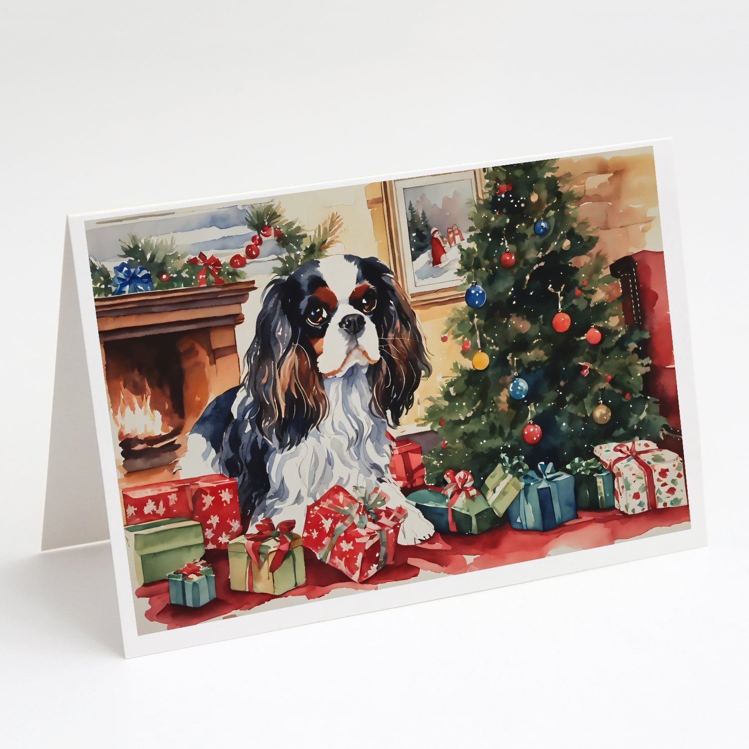 Cavalier Spaniel Cozy Christmas Greeting Cards Pack of 8 Blank Cards with Envelopes Whimsical A7 Size 5x7