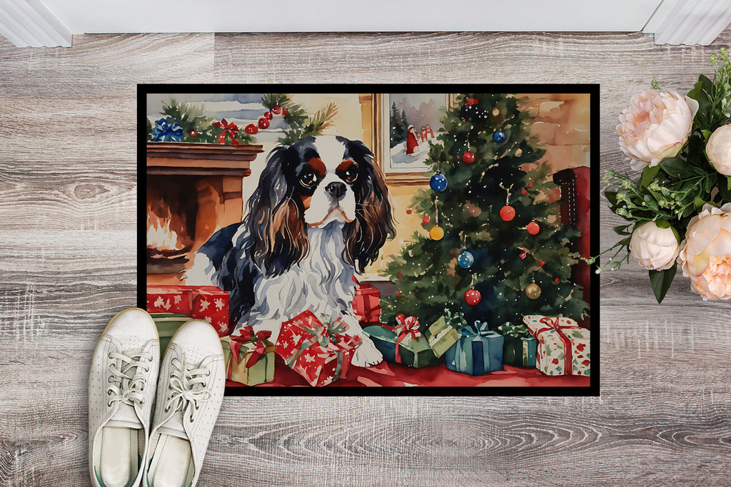 Cavalier Spaniel Cozy Christmas Doormat Indoor Outdoor 24H X 36W Front Door Mat Rugs for Entryway, Non Slip Washable Low Pile,