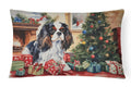 Cavalier Spaniel Cozy Christmas Decorative Throw Pillow 12x16 Indoor Outdoor Accent Cushion, Fabric Cover with Insert for Sofa, Bed, Porch & Living Room