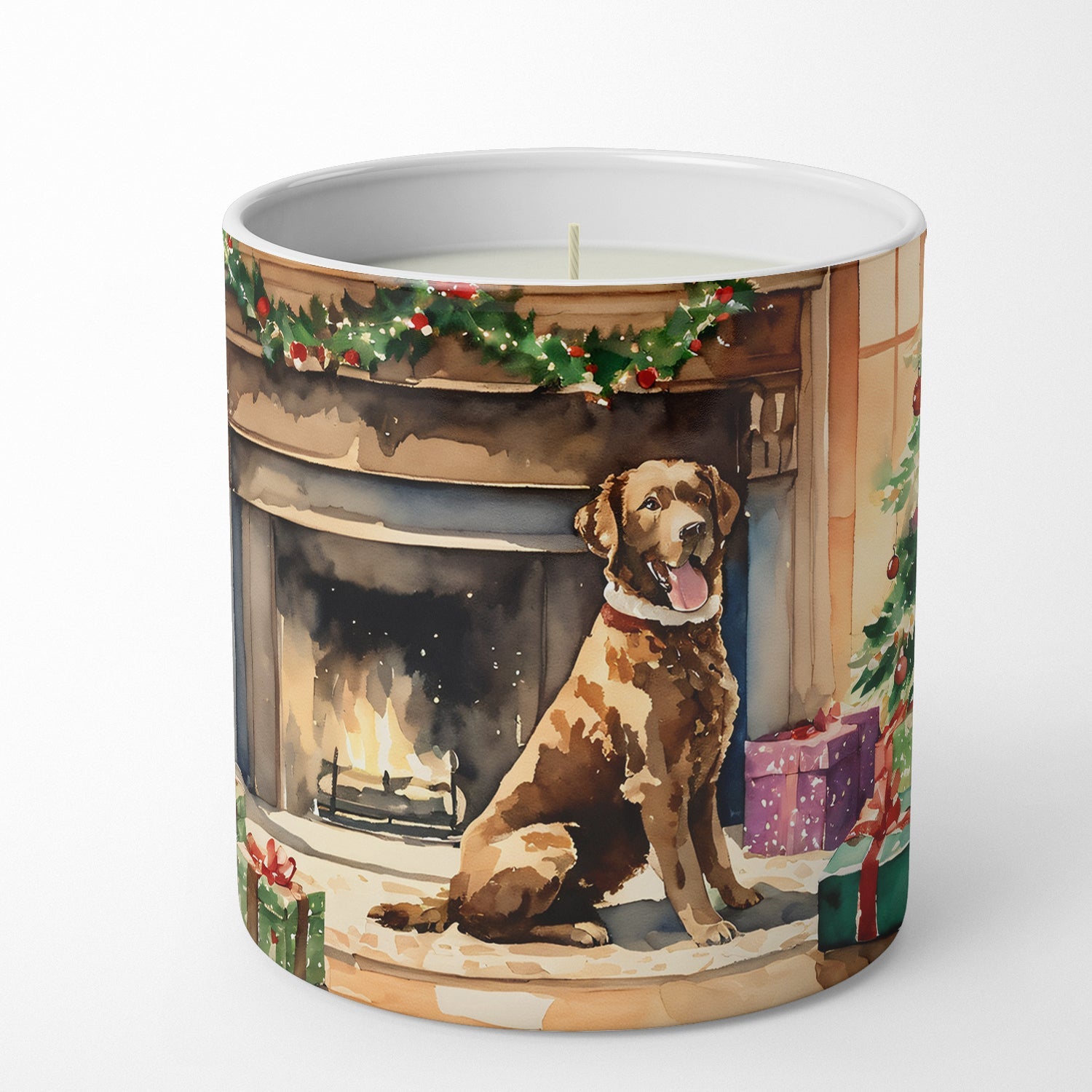 Chesapeake Bay Retriever Cozy Christmas Decorative Soy Candle Nature Soy Wax Essential Oil Home Decor Ideal for Bedroom Kitchen Bath Office Gift, 10 oz