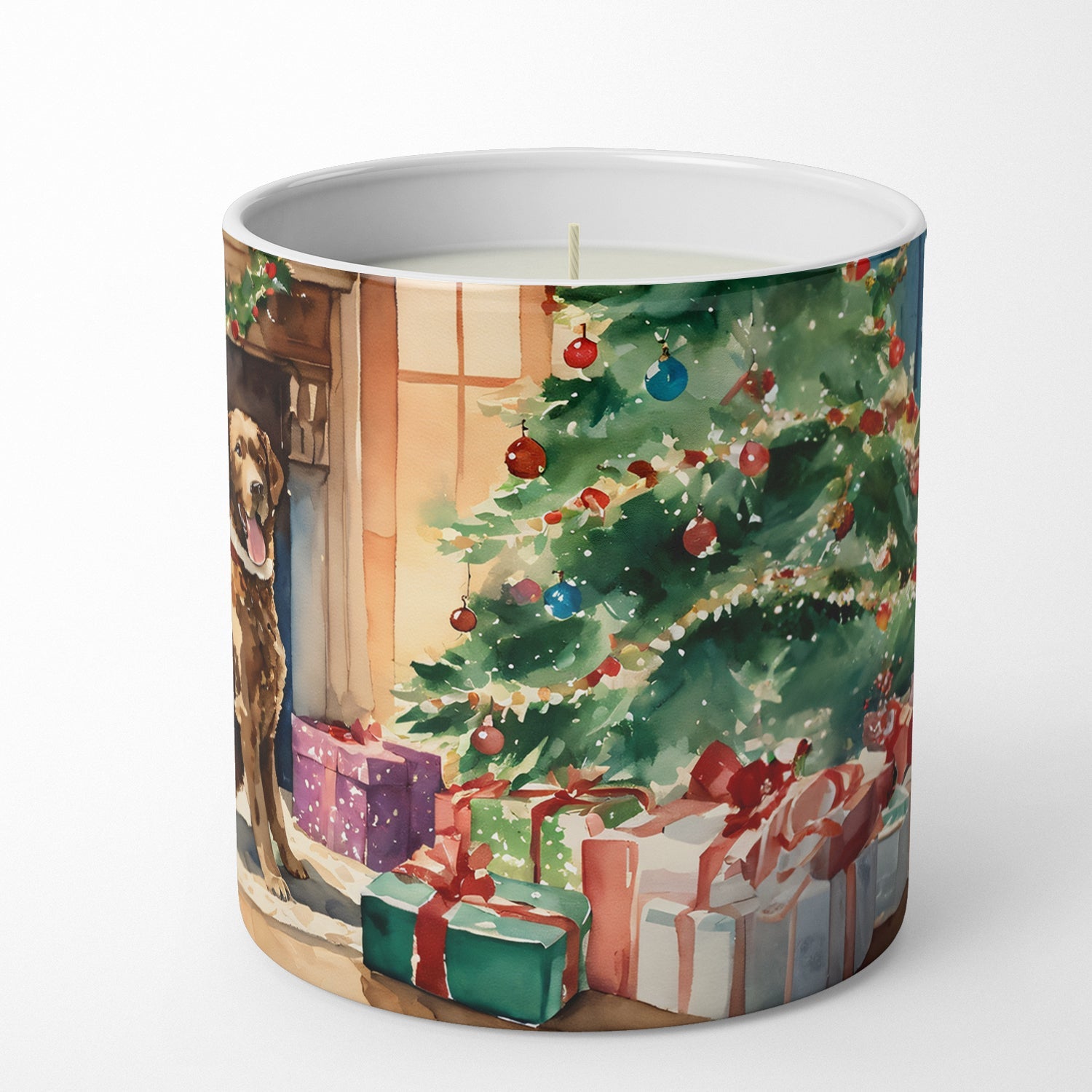 Chesapeake Bay Retriever Cozy Christmas Decorative Soy Candle Nature Soy Wax Essential Oil Home Decor Ideal for Bedroom Kitchen Bath Office Gift, 10 oz