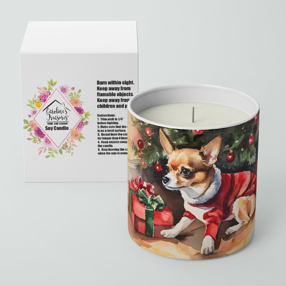 Chihuahua Cozy Christmas Decorative Soy Candle Nature Soy Wax Essential Oil Home Decor Ideal for Bedroom Kitchen Bath Office Gift, 10 oz