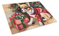 Chihuahua Cozy Christmas Cutting Board Tempered Glass Kitchen Cutting Surface, Heat Resistant Chopping, Non-Slip Feet, Food Prep & Serving