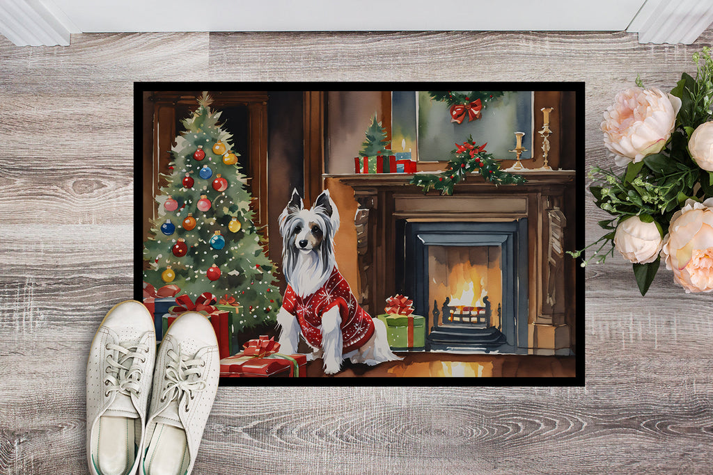 Chinese Crested Cozy Christmas Doormat Indoor Outdoor 24H X 36W Front Door Mat Rugs for Entryway, Non Slip Washable Low Pile,