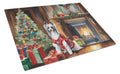 Chinese Crested Cozy Christmas Cutting Board Tempered Glass Kitchen Cutting Surface, Heat Resistant Chopping, Non-Slip Feet, Food Prep & Serving