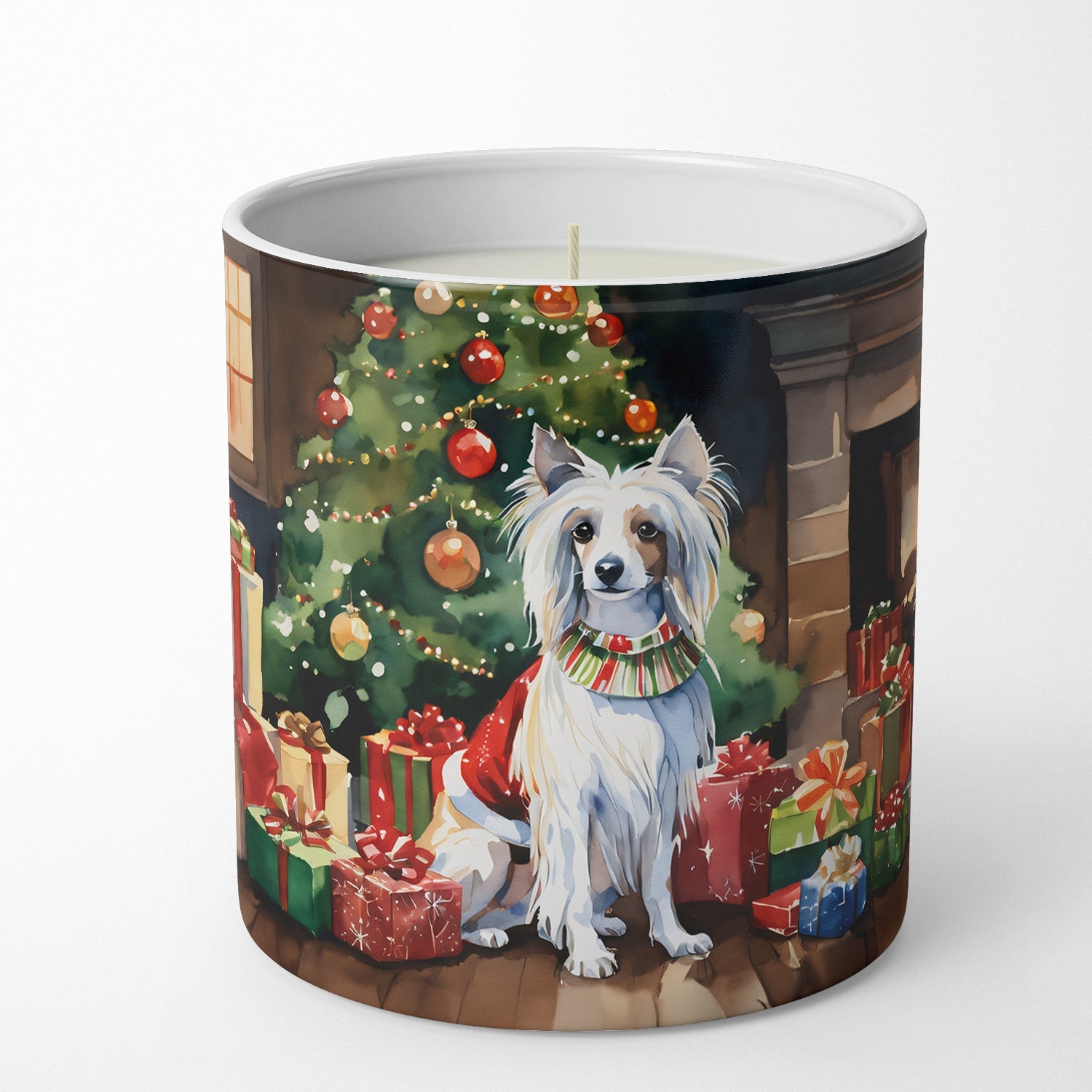 Chinese Crested Cozy Christmas Decorative Soy Candle Nature Soy Wax Essential Oil Home Decor Ideal for Bedroom Kitchen Bath Office Gift, 10 oz